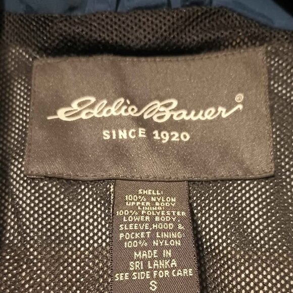 Eddie Bauer Parka Outdoor Jacket Nylon Blue Windbreaker Rainproof Small - Picture 10 of 10